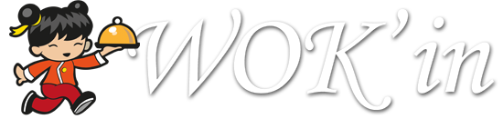 Ein chinesisches Mädchen als Comic läuft von links nach rechts, daneben steht WOK'in